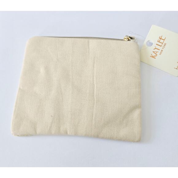 Kay Lee Ivory Metallic Striped Beaded Coin Purse NWT - Picture 3 of 3